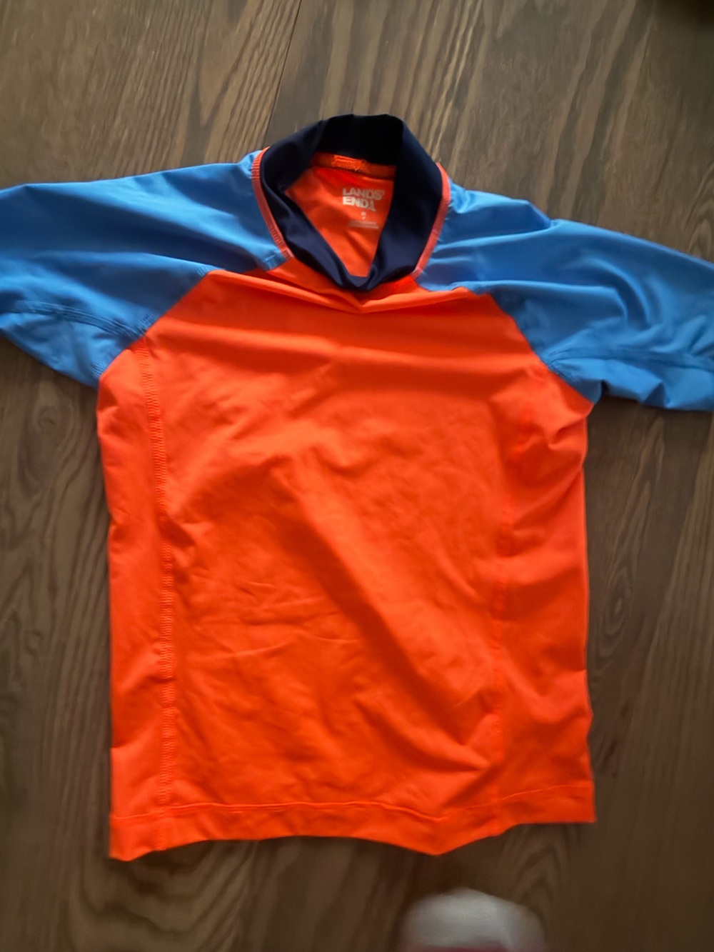 Lands' End Orange and Light Blue Short-Sleeve Kids Rashguard